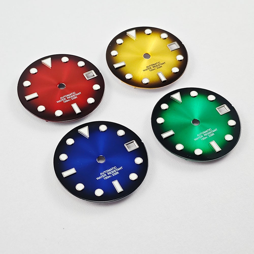 28.5mm Custom Logo Watch Dial For NH35 NH36 Movement Green Luminous Faces