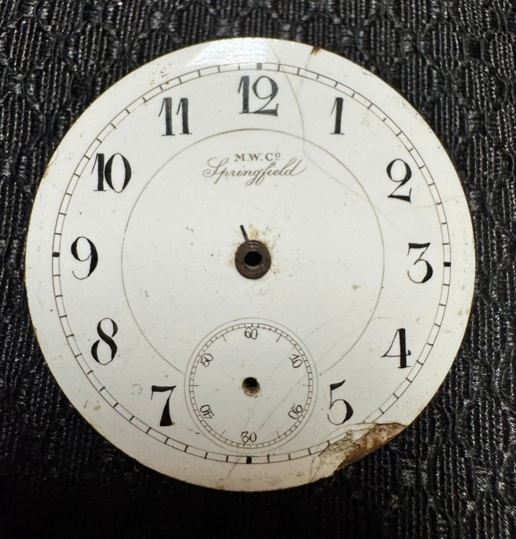 Springfield Watch Co. /M.W.Co Porcelain Enamel 18s Pocket watch Dial