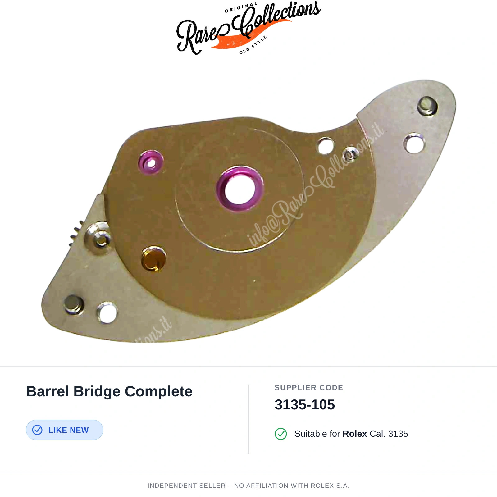 Rolex 3135-105 Excellent Condition Barrel Bridge Complete 3135 3130 3155 3156 31
