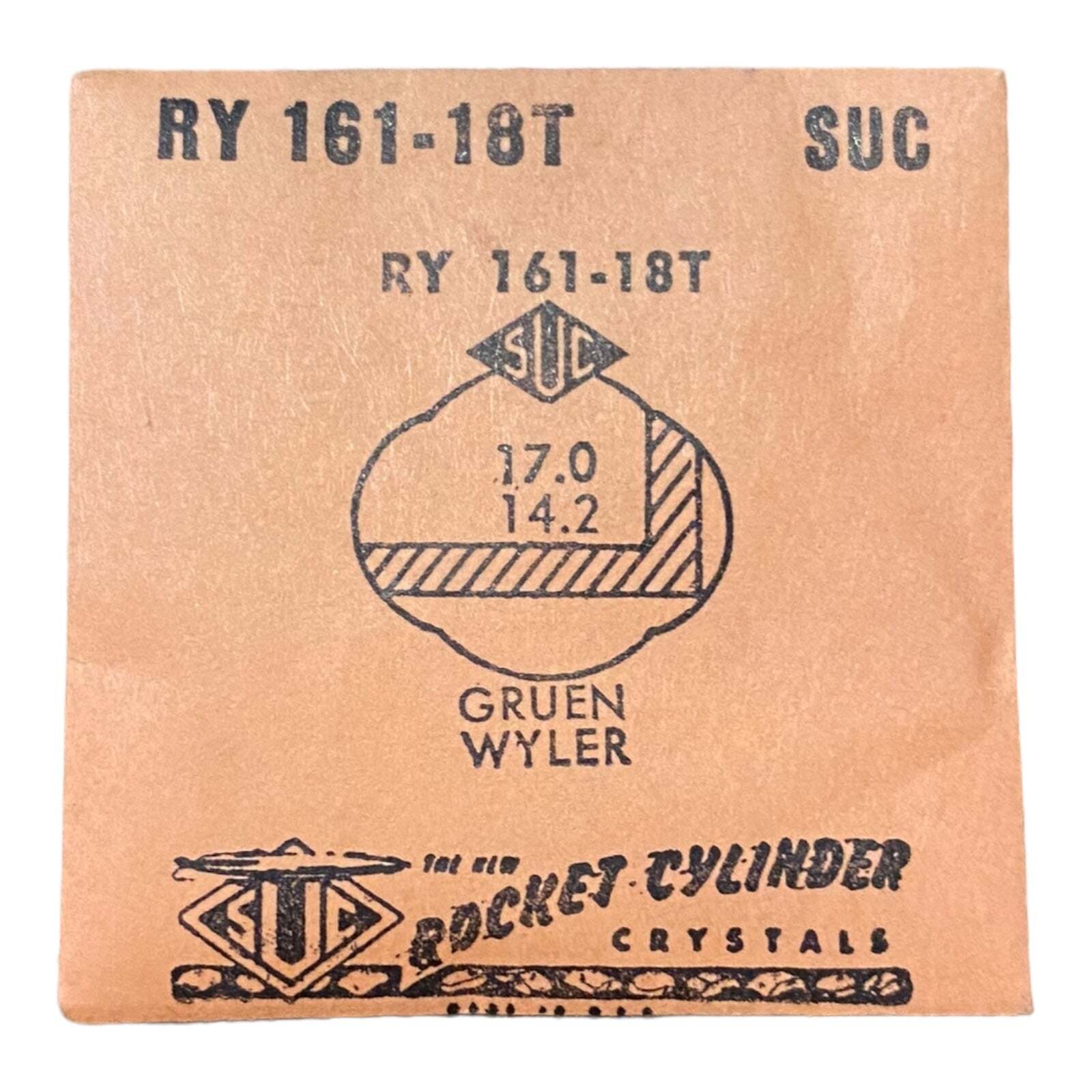 SUC RY161-18T RY 161-18T Watch Crystal 17.0×14.2 NOS Part Rocket Cylinder Gruen