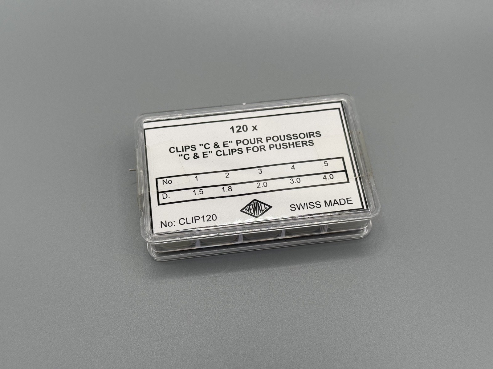 Newall CLIP120 Swiss Watchmaker C & E Clip Assortment 120 Pc Chronograph Pushers