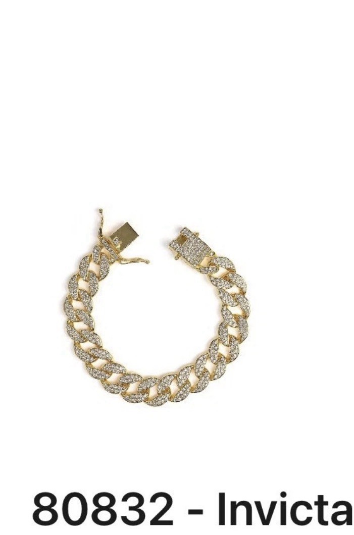 80832 Invicta Bracelet Iced Out Cuban Gold
