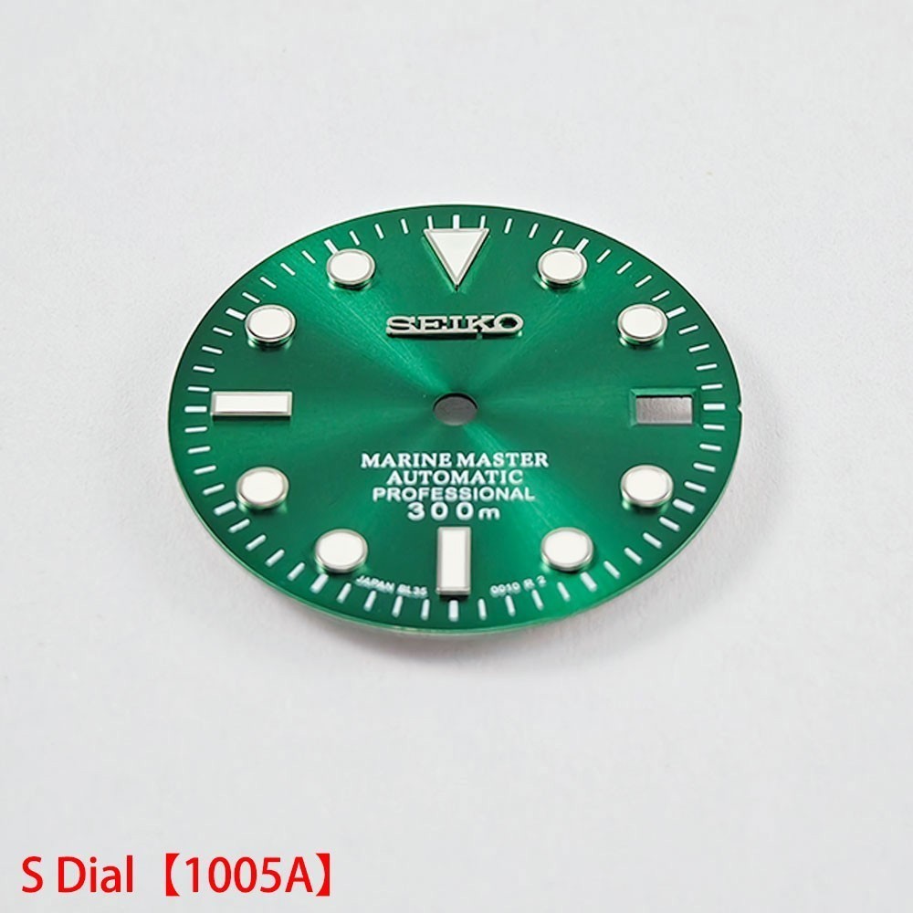 28.5mm Seiko Sunburst Watch Dial Green Luminous Fit NH35 NH36 Movement