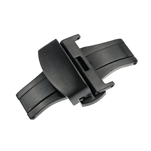 RECHERE Brushed Matte Push Button Butterfly Deployment Clasp for 22mm Black