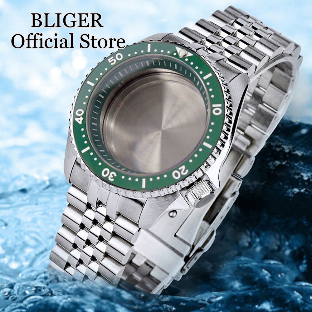 200M Waterproof 41mm Diver NH35 Watch Case Steel Strap Sapphire Glass 120 Clicks