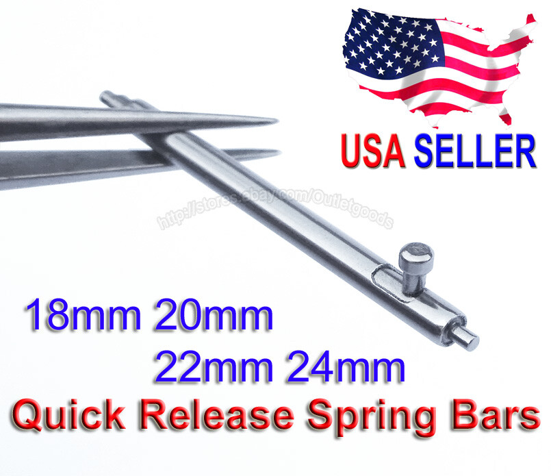 18mm 20mm 22mm 24mm Stainless Steel 1.8mm Quick Release Spring Bars w/ 0.8mm Tip