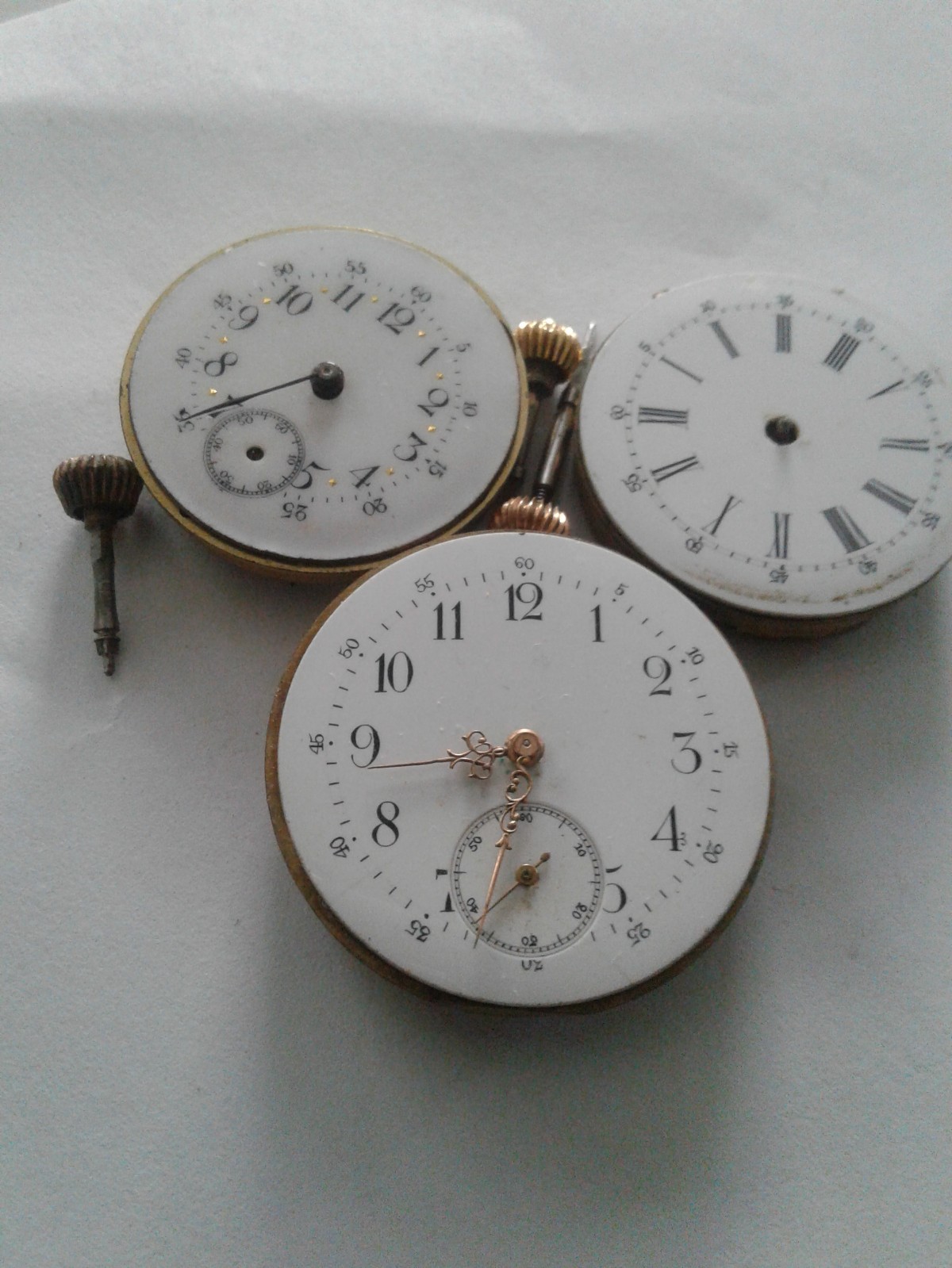 LoT OF3 Vintage SALINDER Pocket Watch Movements Parts Repair ALL 3 GOOD BALANSE