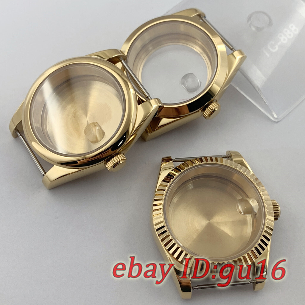 36mm/40mm Gold Sapphire Watch case Fit NH35 NH36 ETA 2824/2836 Miyota 8215 821A