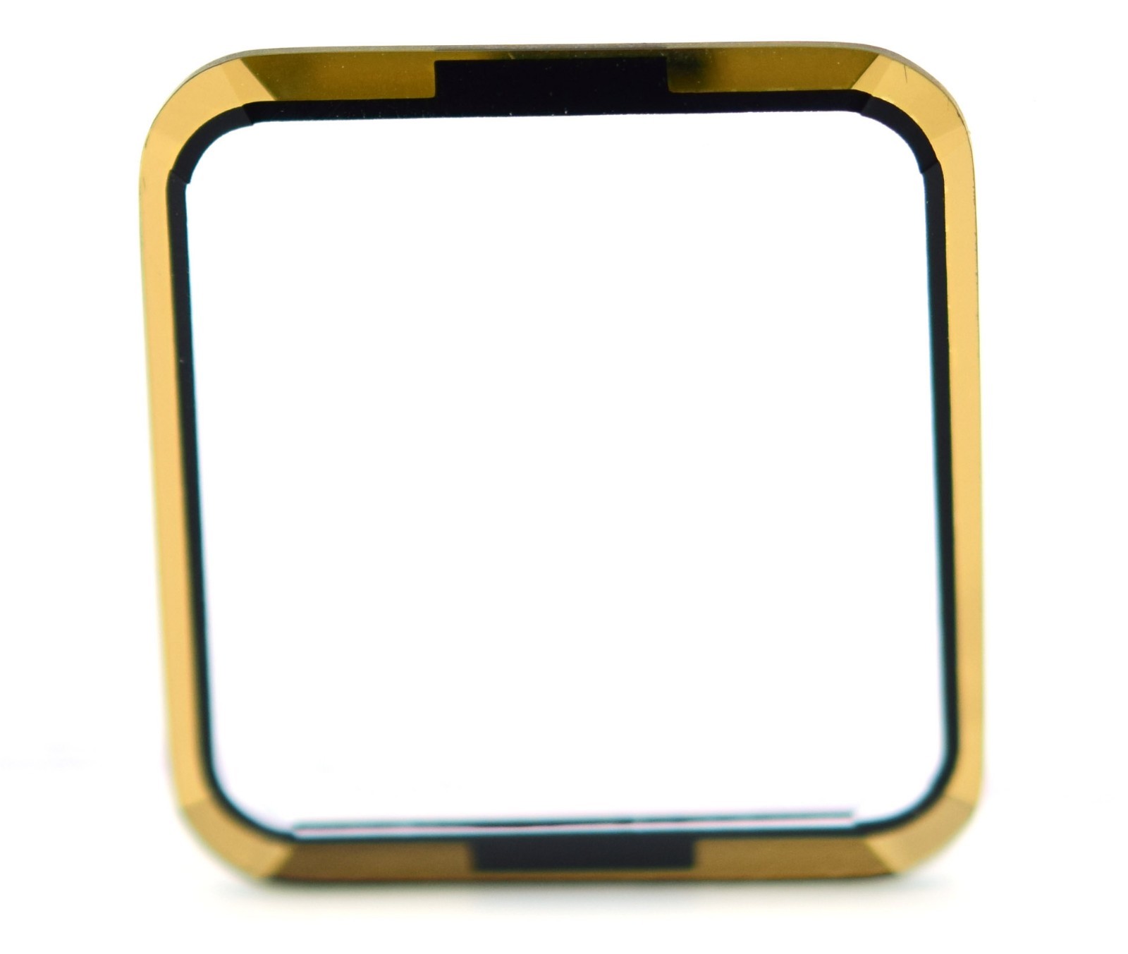 21.41 x 22.83 x 1.92 mm Black and Gold Rectangular Faceted Watch Crystal Part