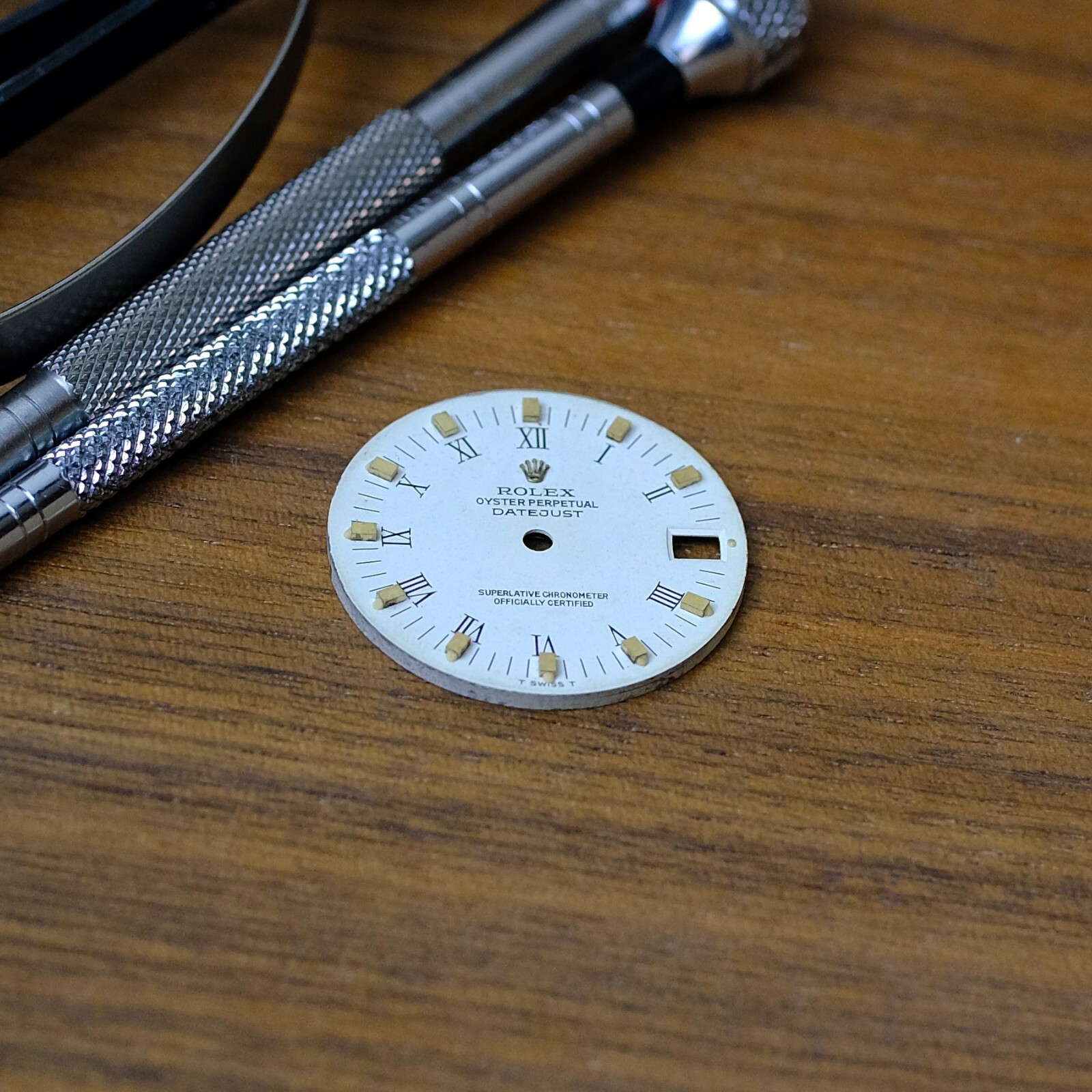 AUTHENTIC ROLEX OEM 31MM DATEJUST WHITE ROMAN DIAL W/ GOLD INDEX 68274 MID-SIZE