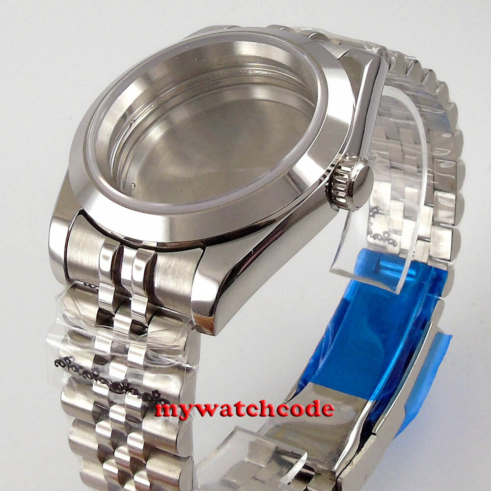 Polished 36MM Sapphire Glass Watch Case Fit Japan NH35 NH36 8215 2824 Movement