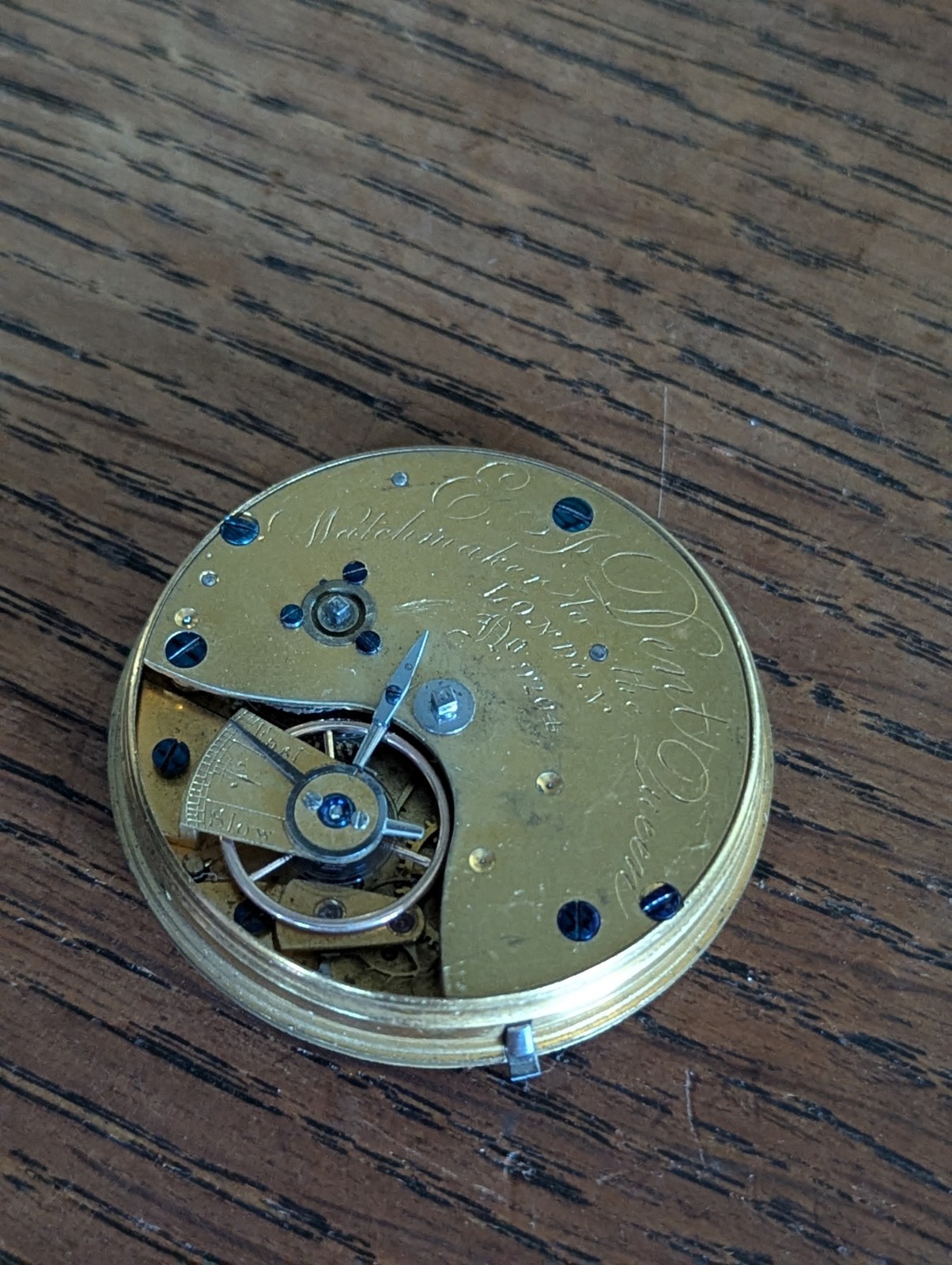 E I Dent London Pocket Watch Movement to Restore, Good Balance #S670