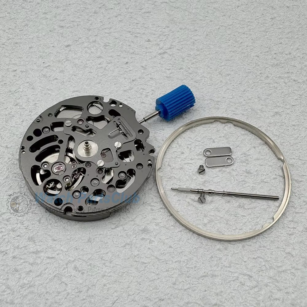 Japan NH72 Black Skeletonized Mechanical Movement 24 Jewels High Accuracy