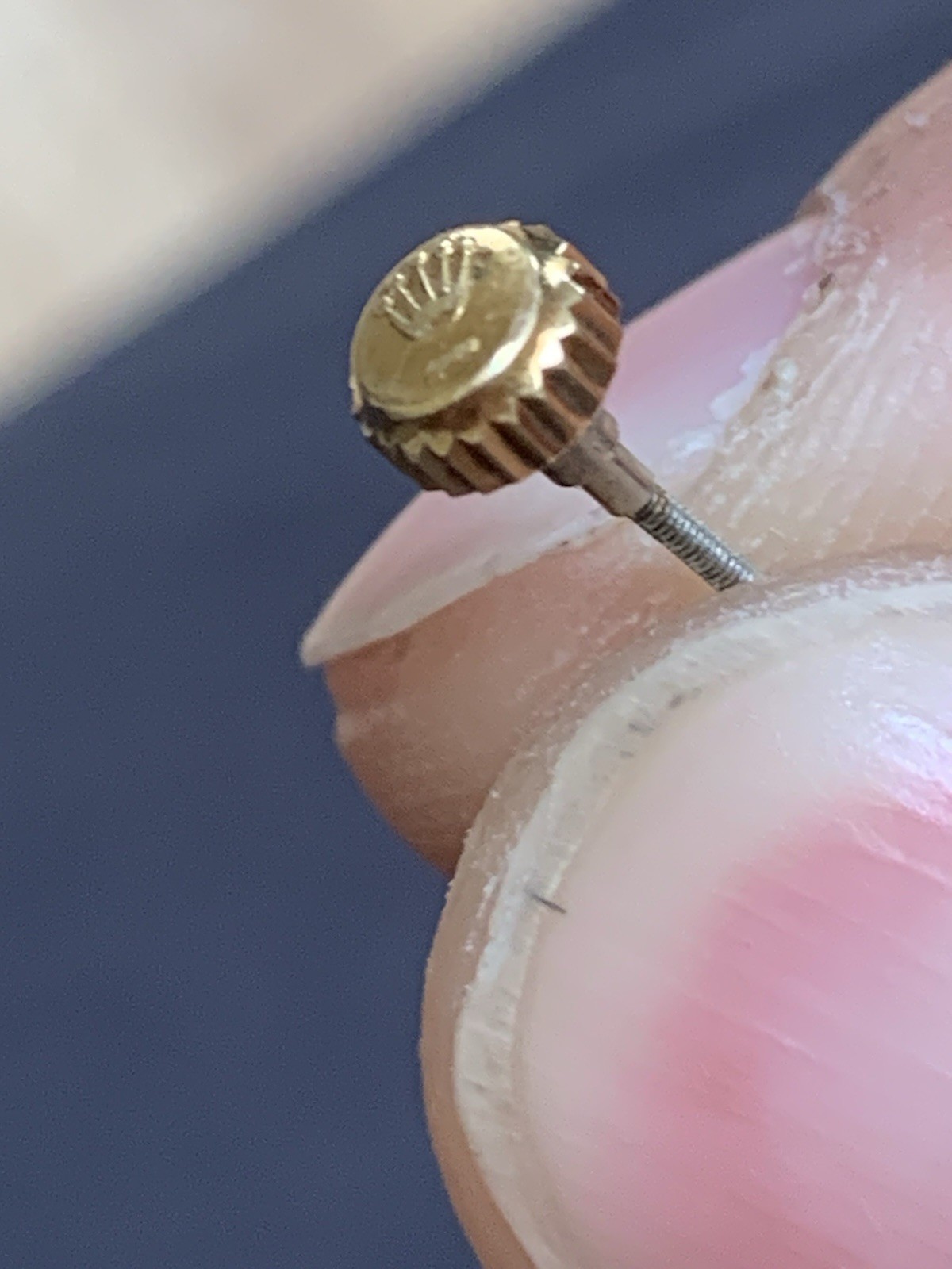 18k Gold Tudor Oyster Princess Date 5.23mm Watch Crown, Stem and Tube