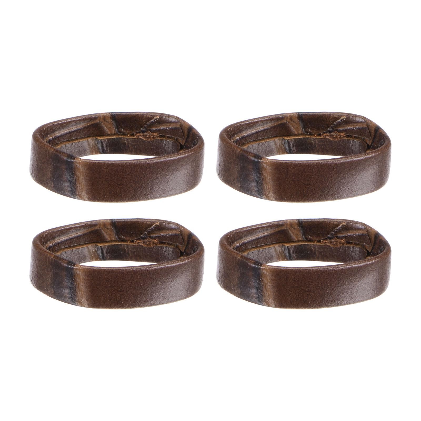 4 Pcs PU Leather Loops Retaining Ring for 18mm Width Watch Band, Dark Brown