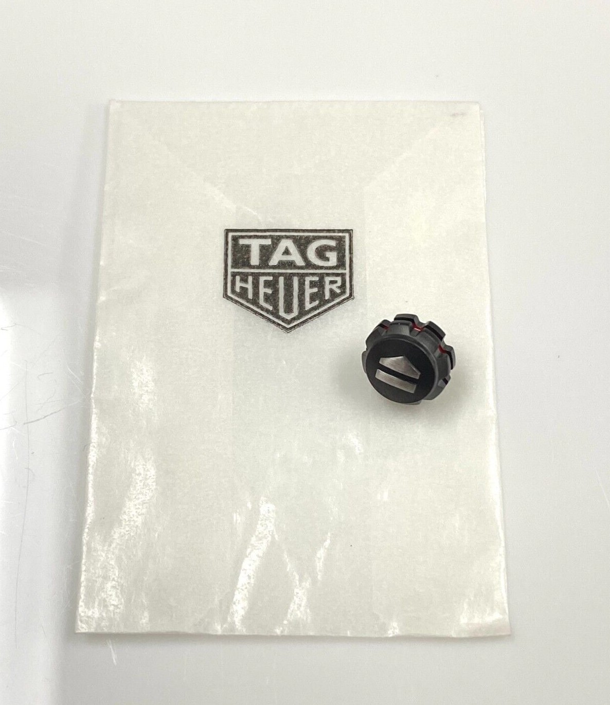 Genuine Tag Heuer 7.8mm Black & Red Crown CAZ2011 w/ Gasket & Tube #73B