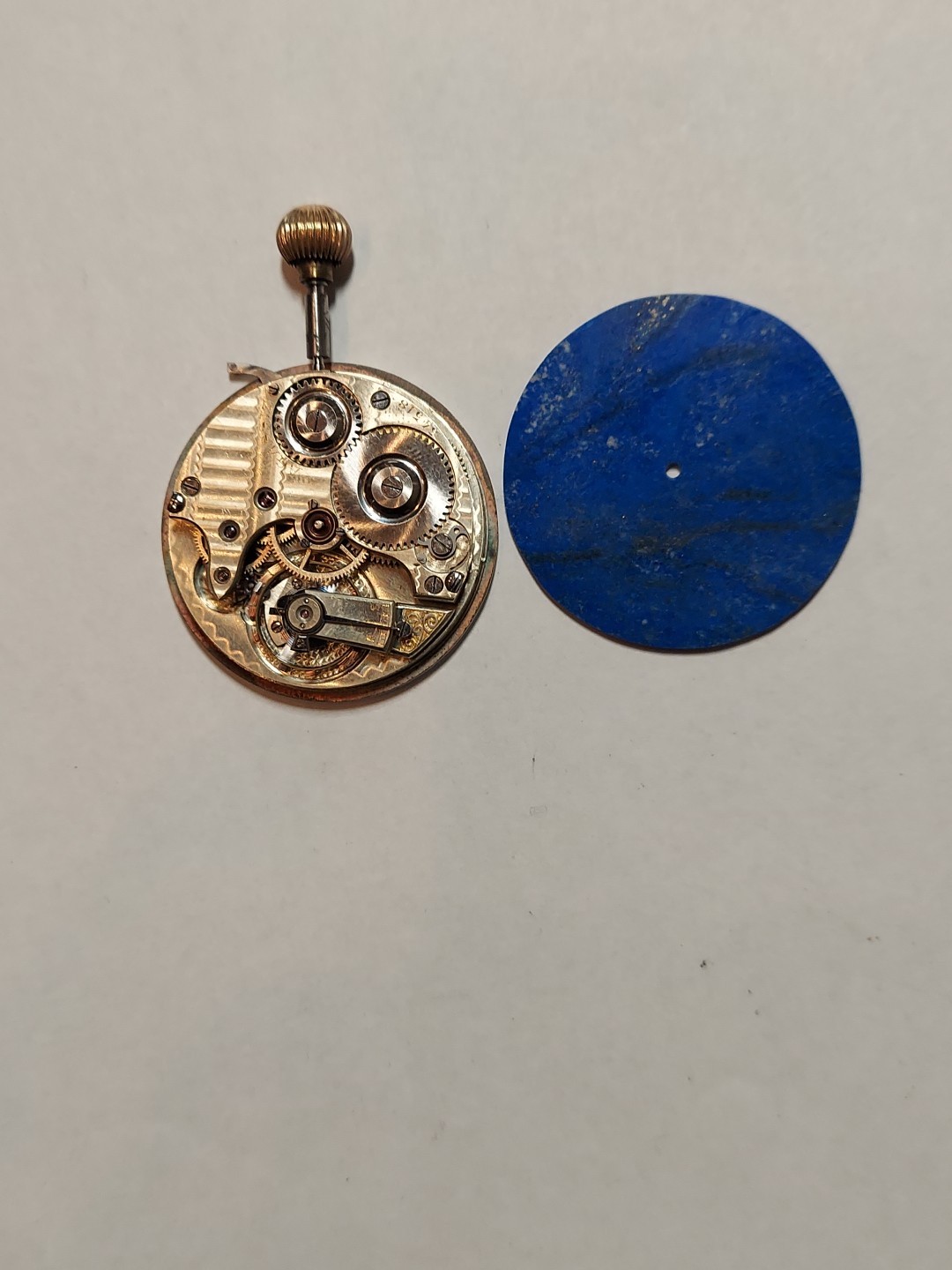 Agassiz Pocket Watch Movement Swiss Mens Full Jewels,dial Lapiz Lazuli