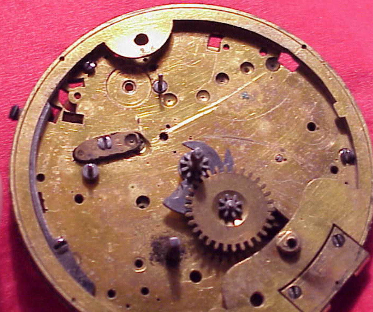 VINTAGE 45.8MM REPEATER PARTIAL VERGE FUSEE COLORED DIAL POCKET WATCH MOVEMENT