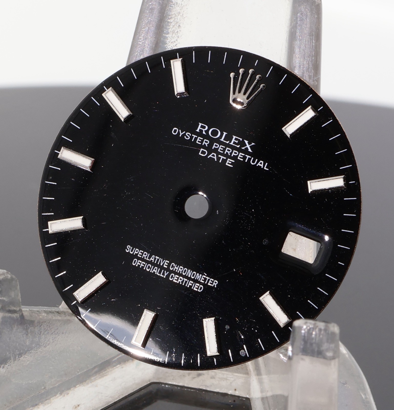 Auth. Rolex Oyster Date Black Stick Dial Ref 115200 #519