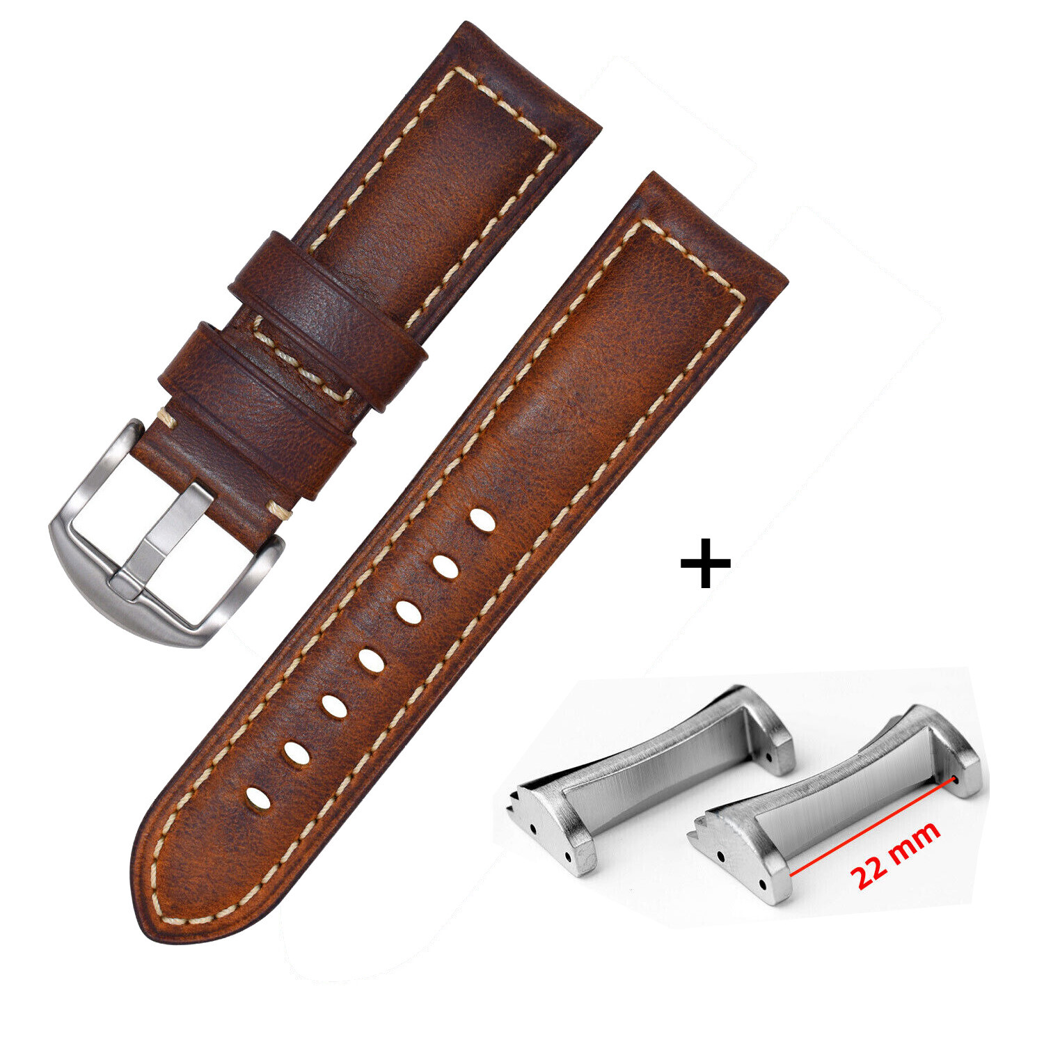 Brushed Steel Adapters+Metal Watch Band For Citizen ProMaster BN2021/2024 BN2029