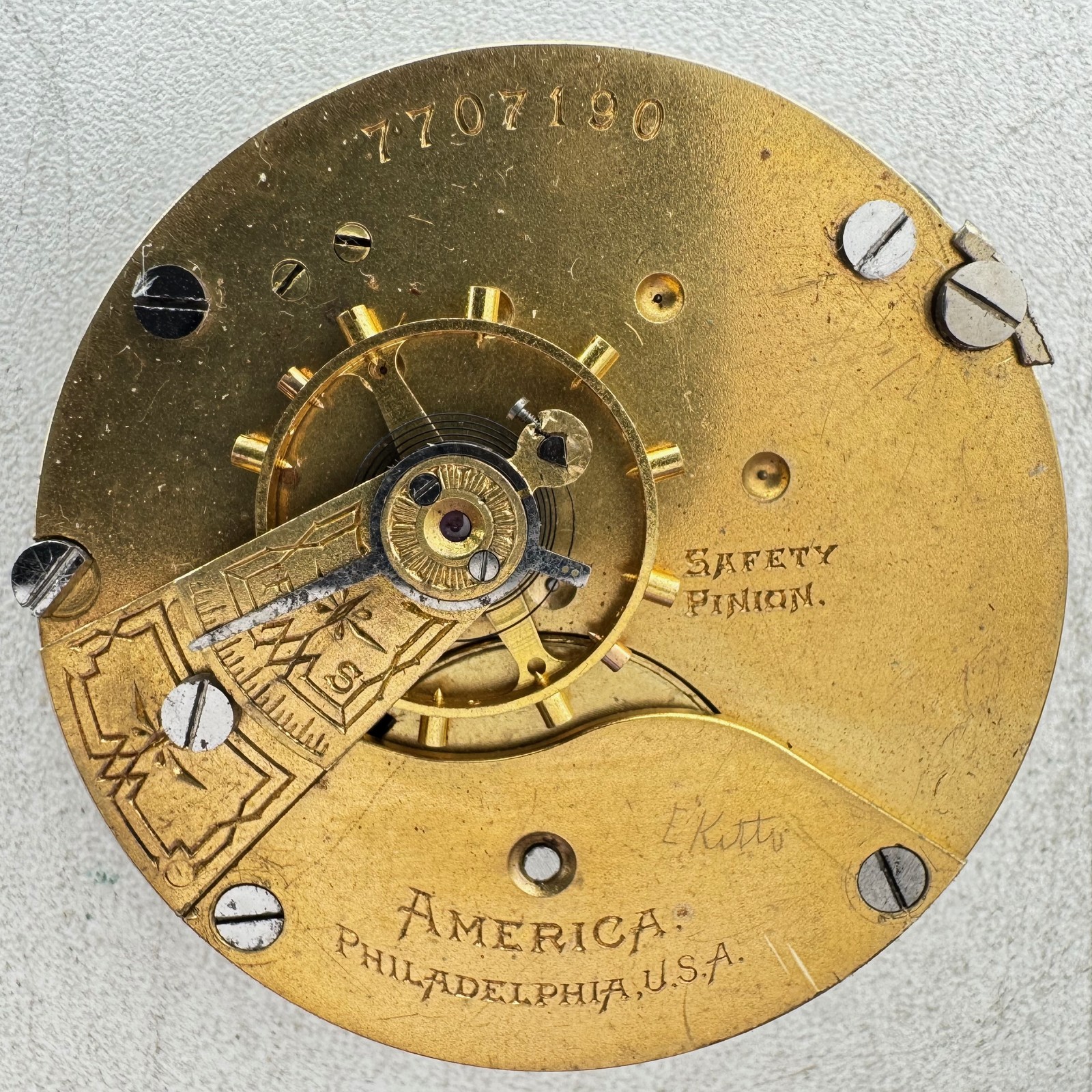 Antique 18s 1899 America Philadelphia Elgin Roman Pocket Watch Movement 178 USA