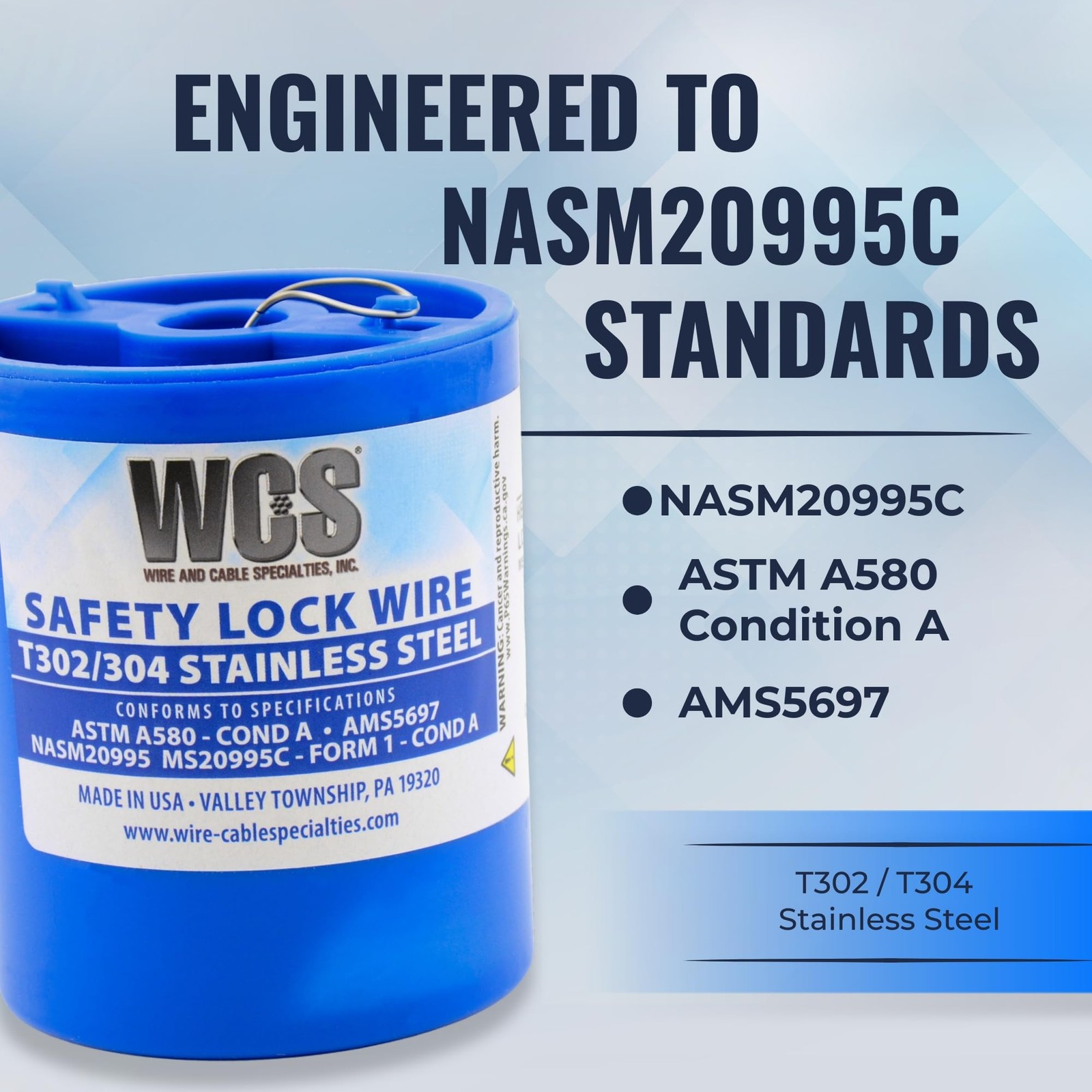 Lock Wire Stainless MS20995C .032 Inch 0.81mm 1 lb 362ft Dispenser Can 1 PCS