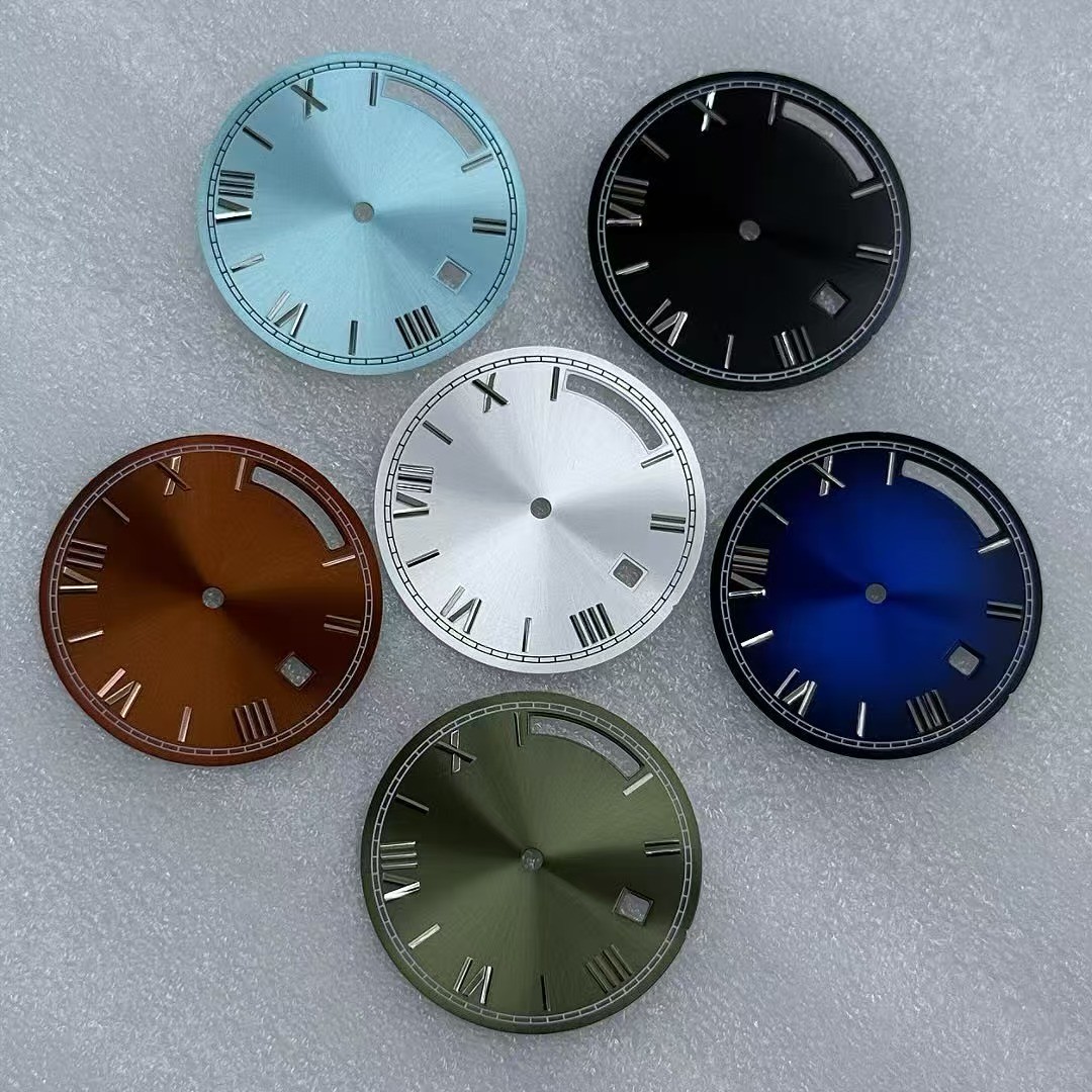 31mm Roman Watch Dial Double Calendar No Luminous Fits 8285 Movement Watch Parts