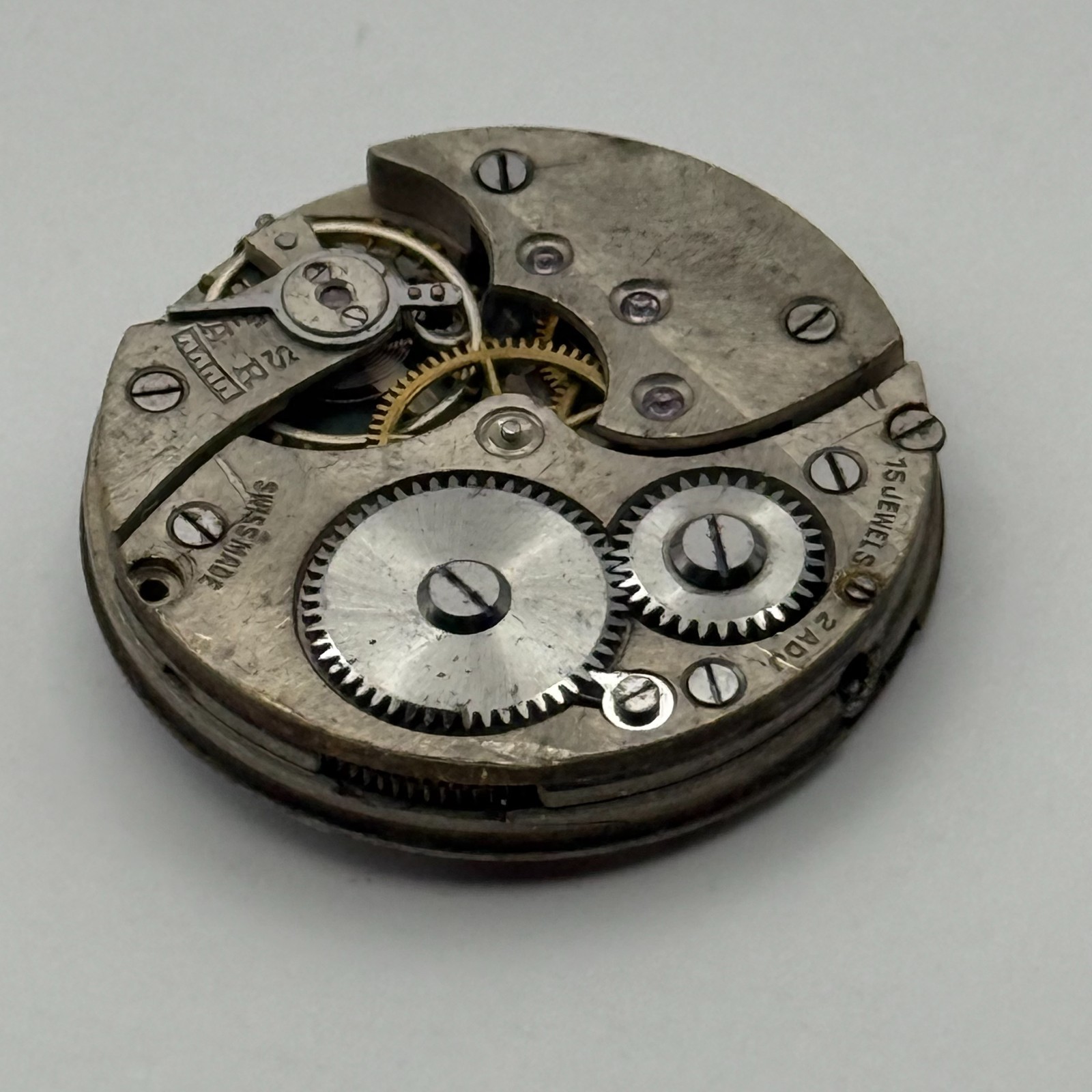 15 Jewels Trench Watch Movement Sub Seconds Swiss Manual Wind Vintage Parts 27mm