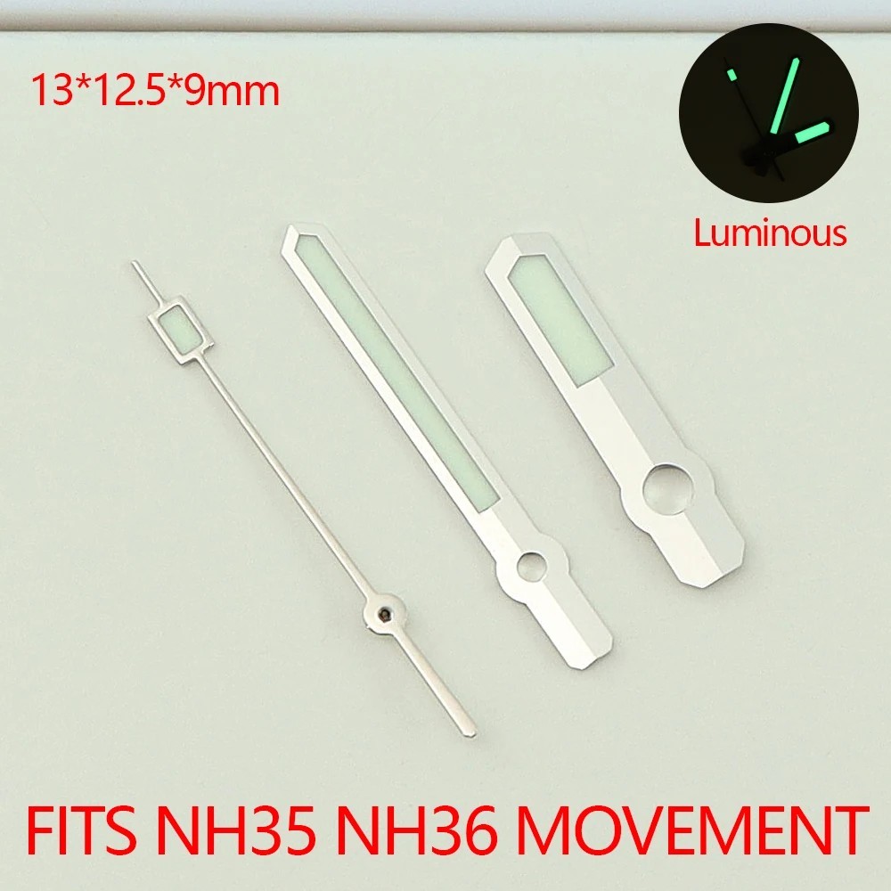 Watch Hands Green Luminous Black Watch Replacement Hand Set For NH35 NH36