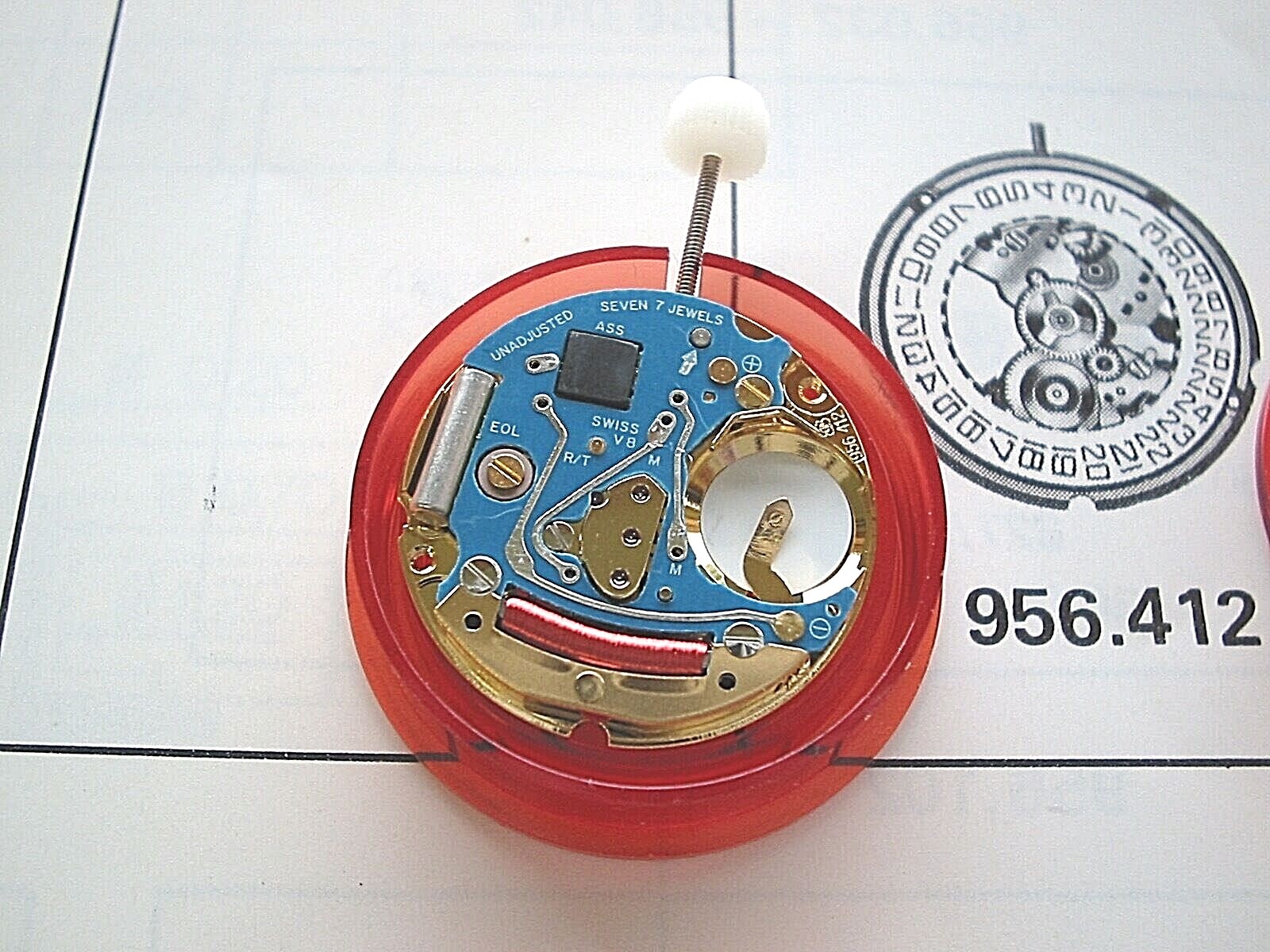 ETA 956.412; rare, new original watch movement with date & 2nd hand. Swiss Made.
