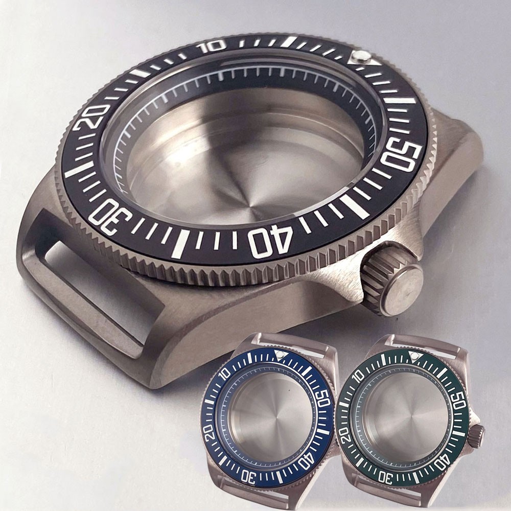 Prevent Allergy Sapphire Glass 42MM Titanium Watch Case fit NH35A NH36A Watch