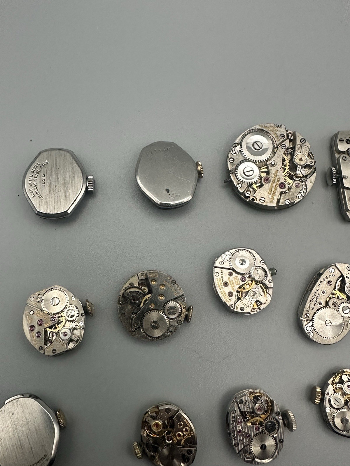 Lot of 22 Vintage Ladies Watch Movements For Parts Elgin Bulova Waltham Hamilton