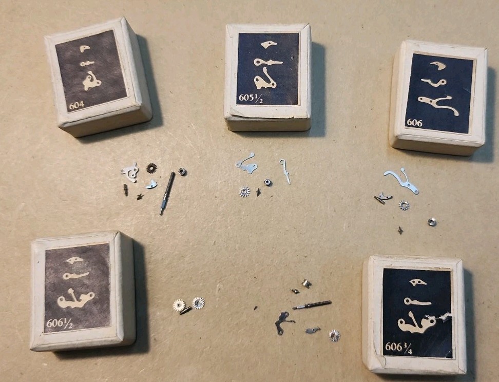 Lot Of Swiss Watch Parts-Balance Staffs & Setting Parts-604, 605-1/2, 606, ….