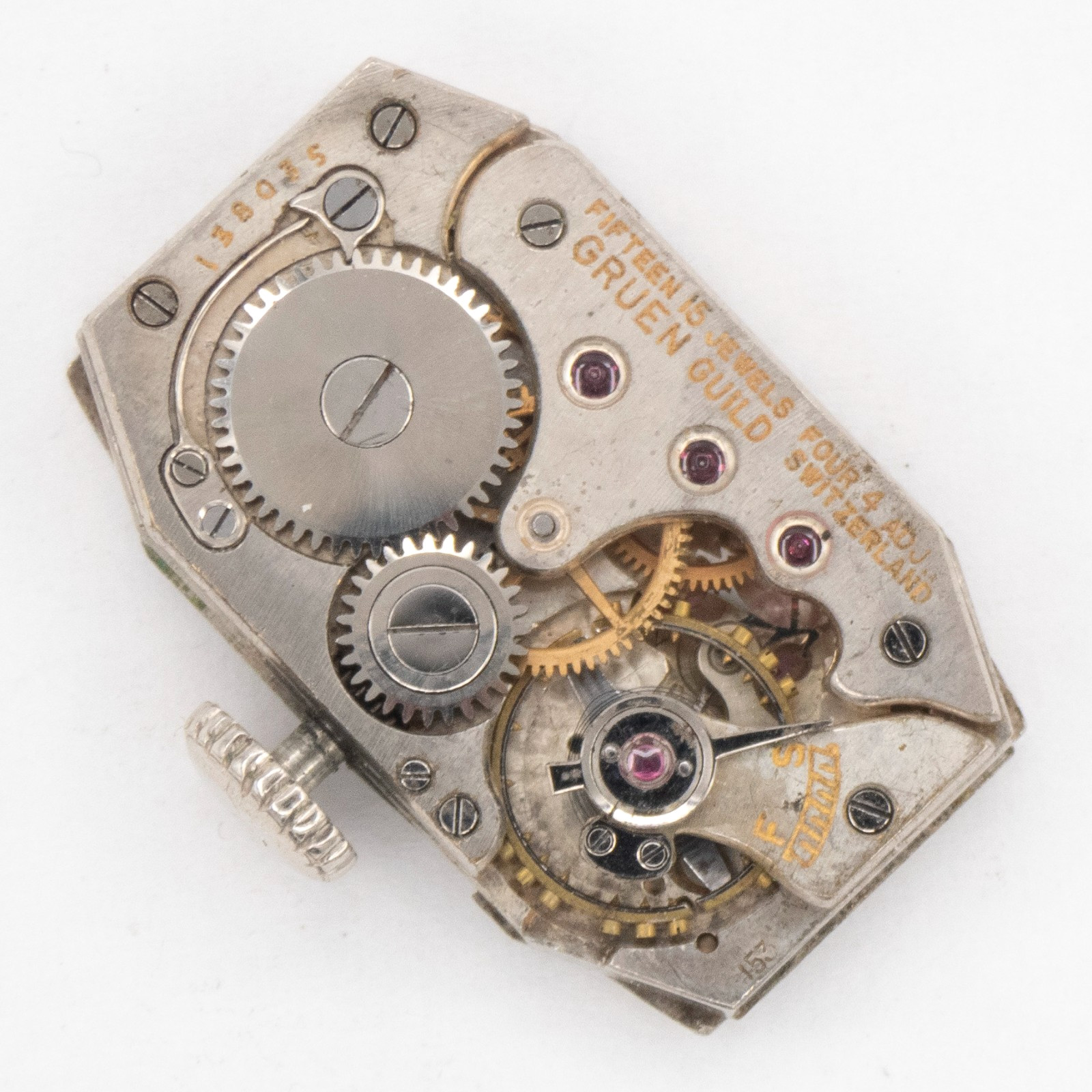 Vintage Gruen Caliber 153 15-Jewel Wristwatch Movement, Runs