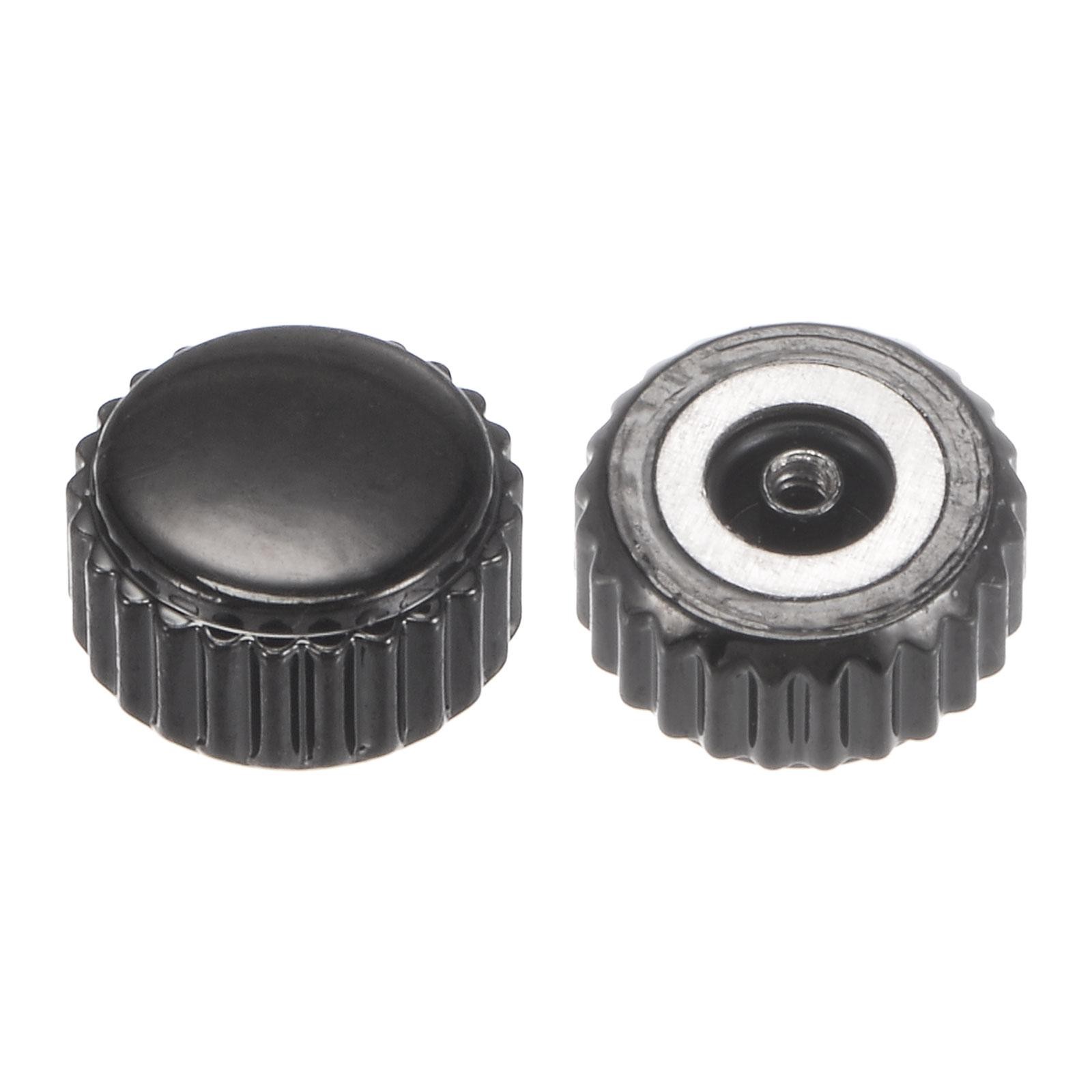 2Pcs 3.5×6.5mm Watch Crown SUS304 Flat Head Short Stem Watch 2.5mm ID Black