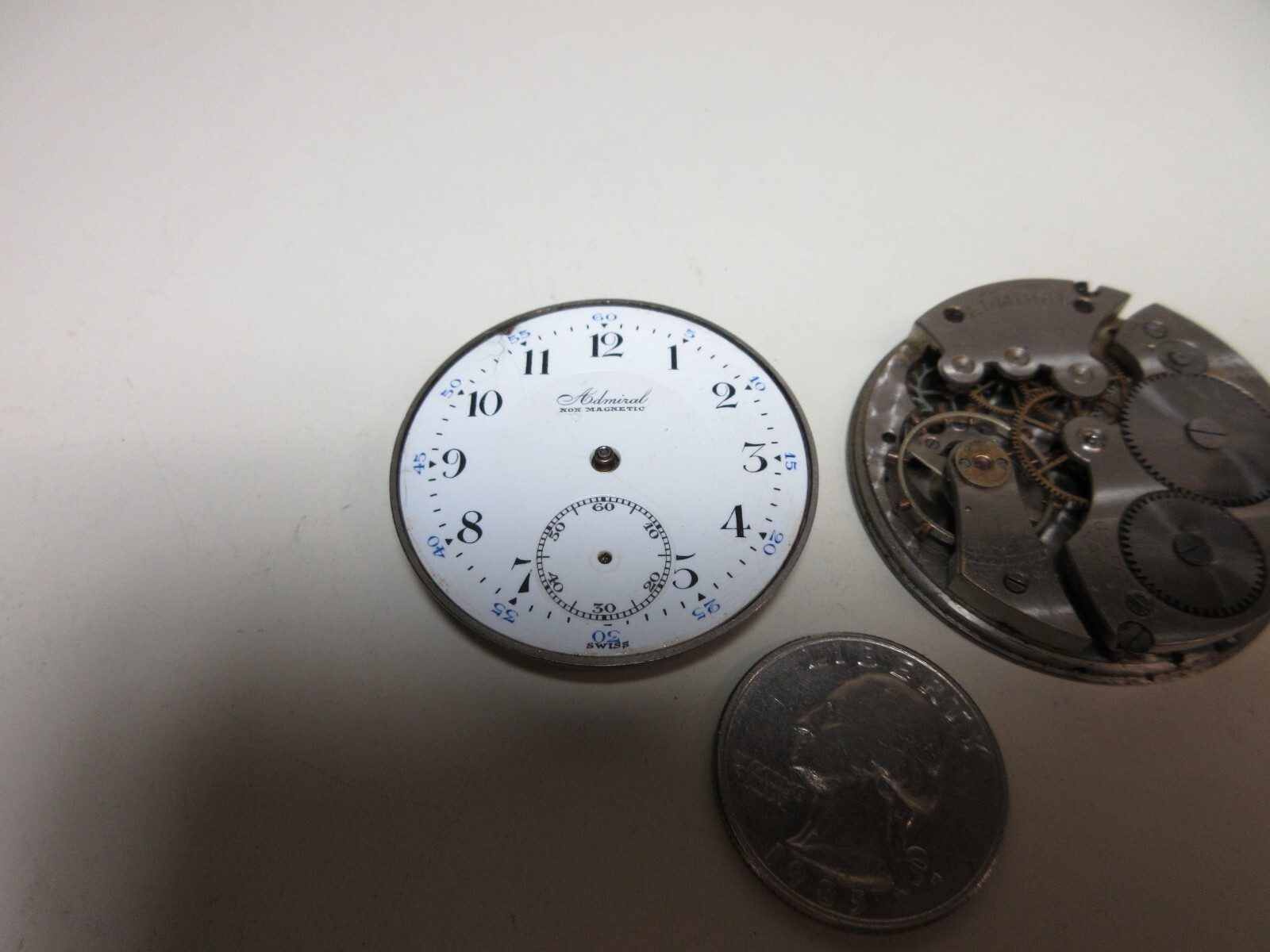 VINTAGE LOT ADMIRAL POCKET WATCH MOVEMENTS WATCHMAKER REPLACEMENT PARTS #32