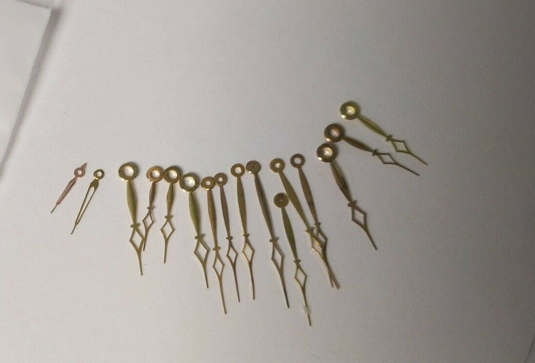 set of 10 diamond yellow watch hands. pocket watch hands variety assortment