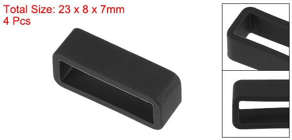 Watch Band Strap Loops Silicone for 19mm Width Watch Band Black 4Set