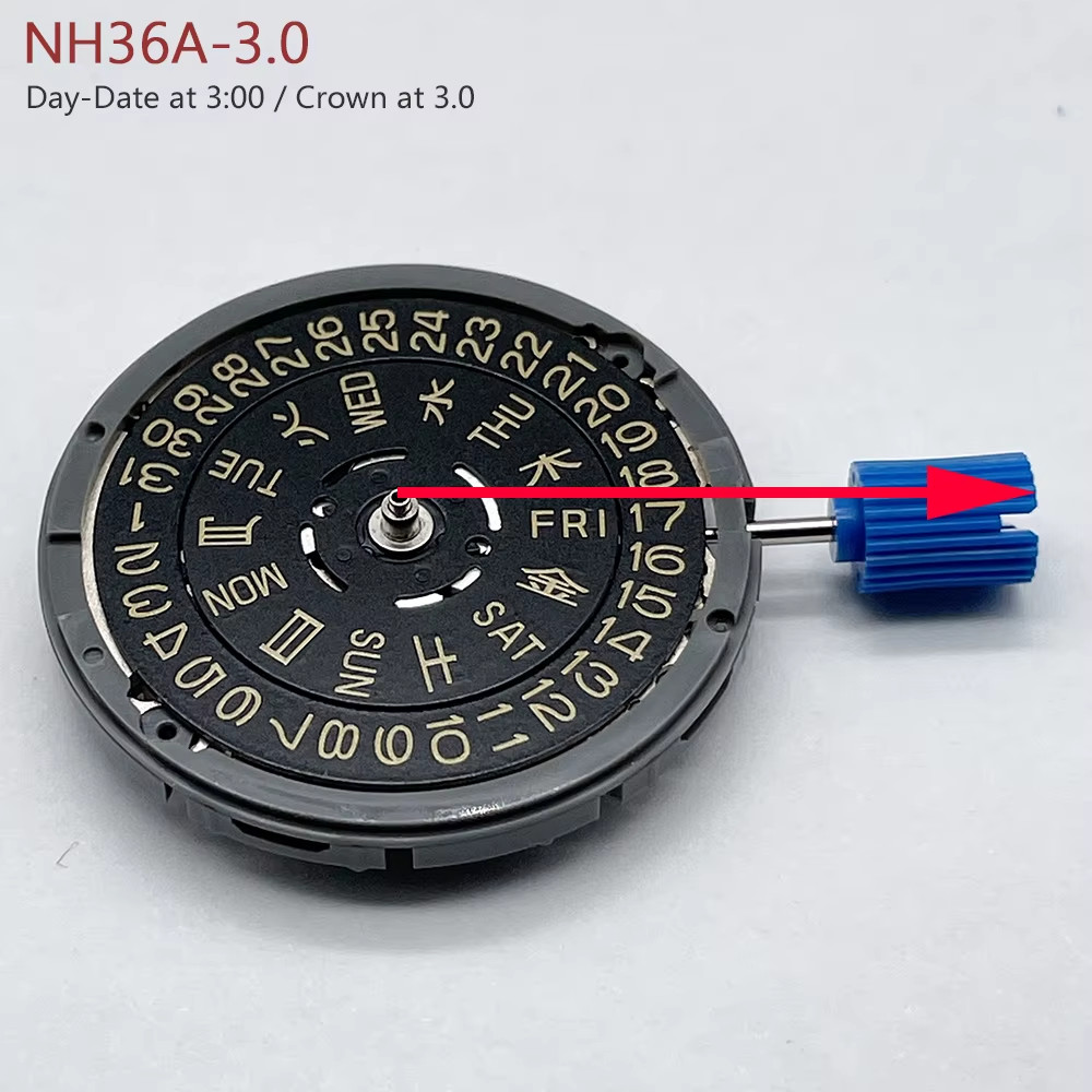 Japan Genuine NH36A Movement Golden Disc/Datewheel Crown at 3.0/3.8 Mod Replacem