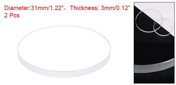 2pcs 31mmx3mm High Transmittance Watch Crystal Lens Glass Round Flat Mineral
