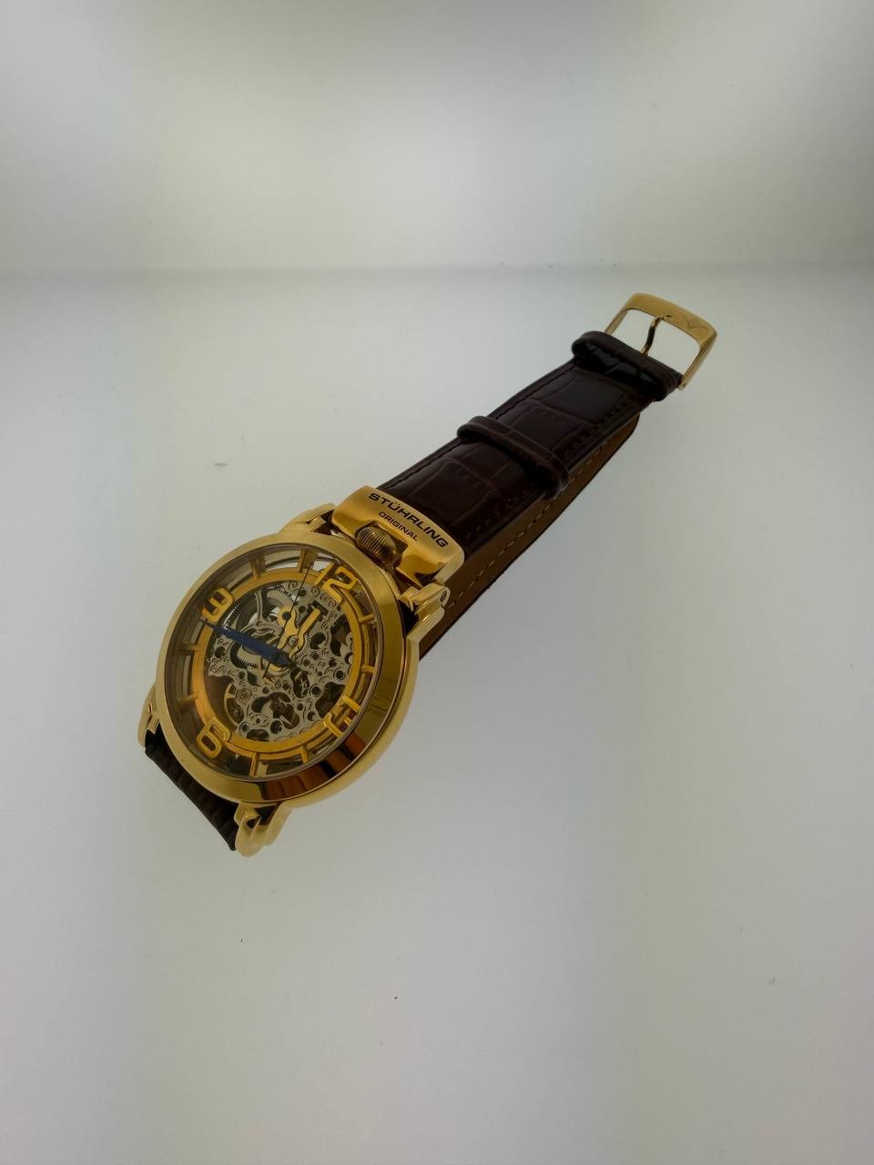 Stuhrling Original Skeleton Automatic Mens Watch ST-90089 Gold Tone