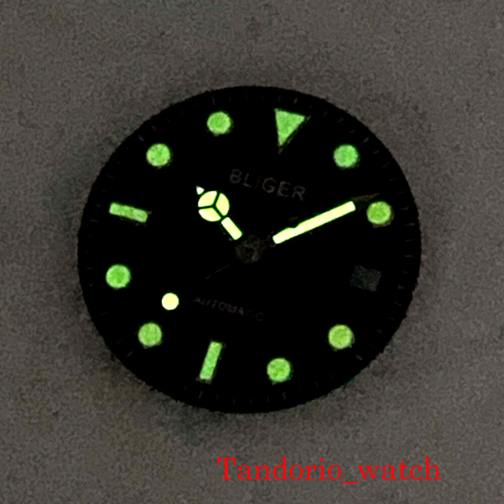 28.5mm Black Dial Yellow Marks Green Luminous Fit MIYOTA 8215 ETA 2824 2836