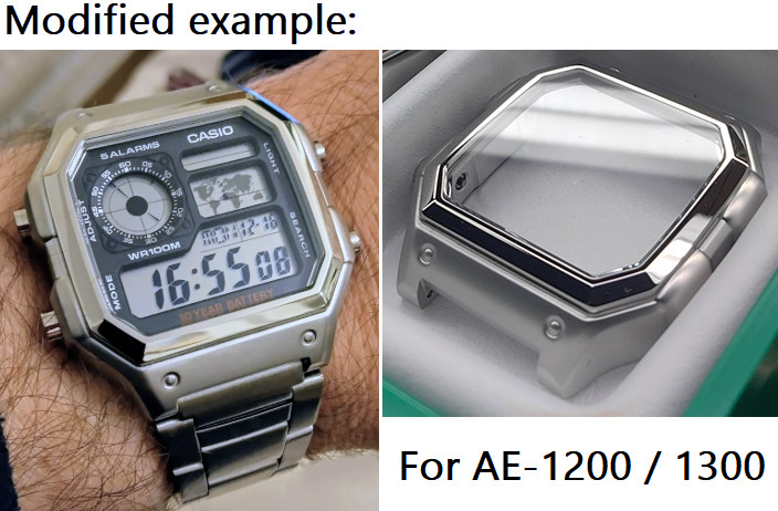 Stainless Steel Case Upgrade Kit for Casio AE-1200/1300 – Includes free tools