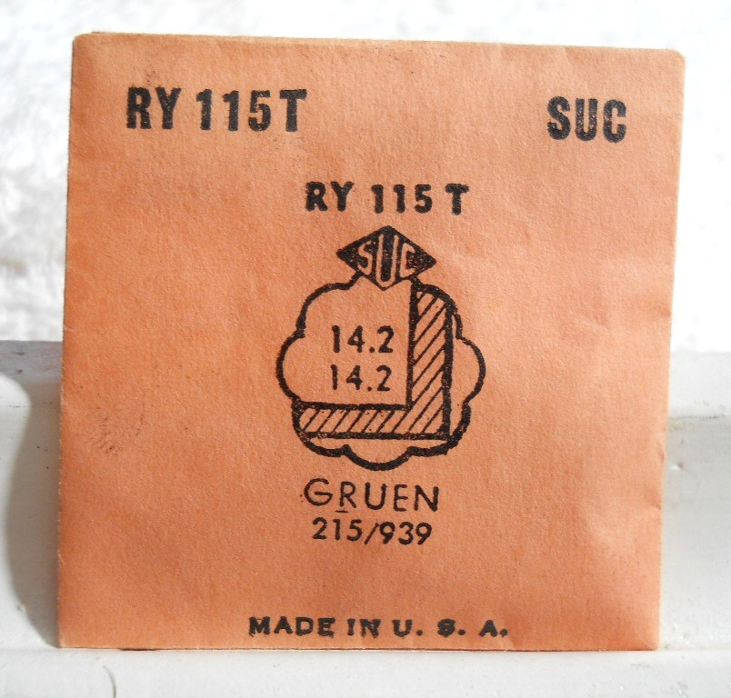 SUC RY115T Watch Crystal For Gruen 215/939 – 14.2 x 14.2 mm Replacement / Repair