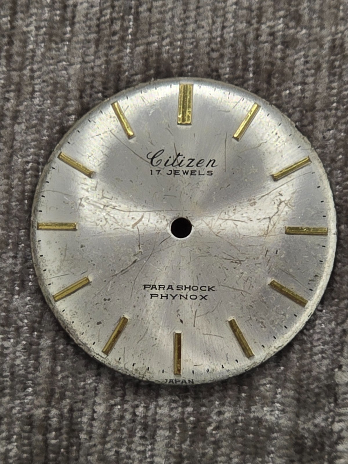 Citizen 17J Dial – Used Stock 1950s – Silver – gold plated hour markers