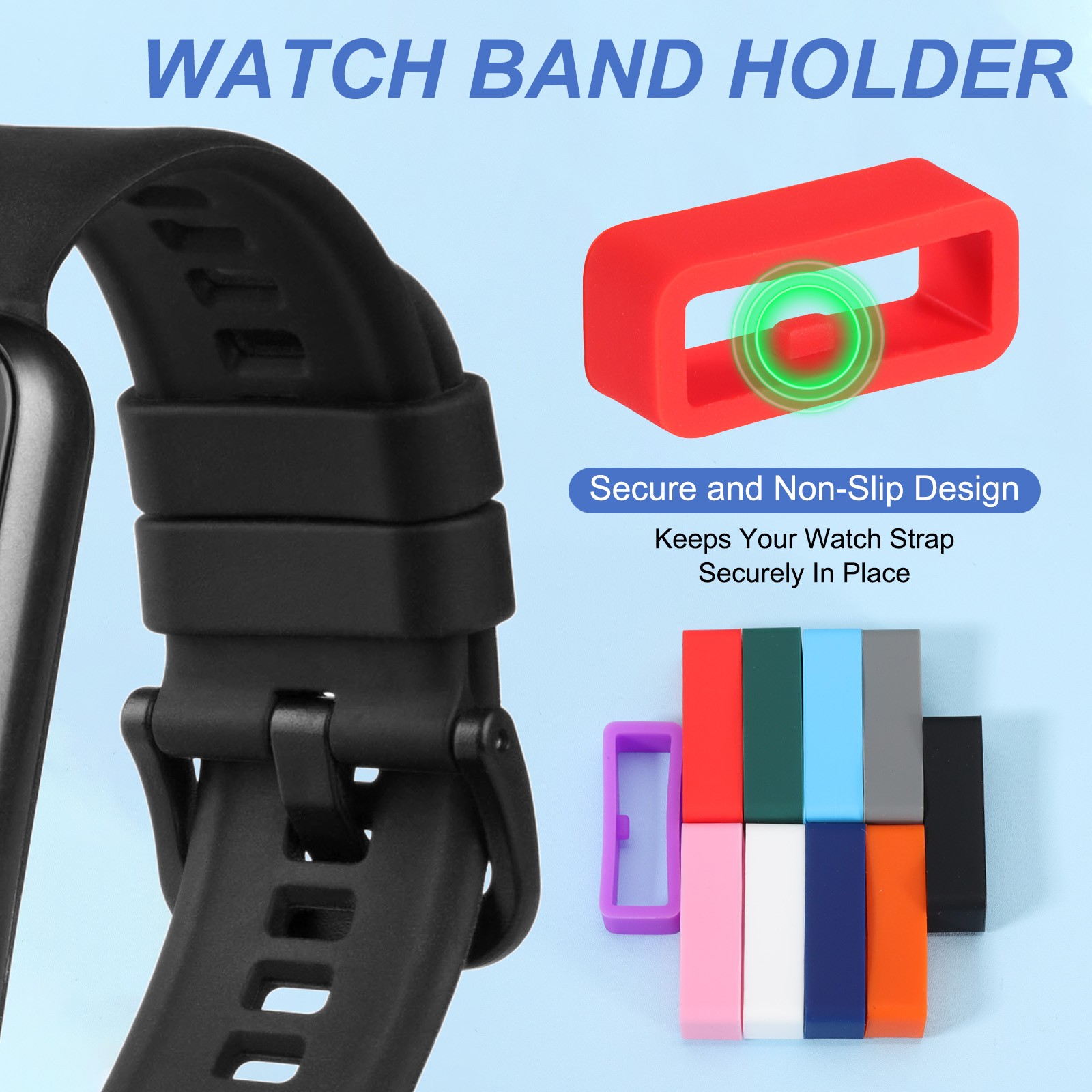 8 Pcs Watch Band Holder Loop, 16mm Universal Watch Replacement Band, Red