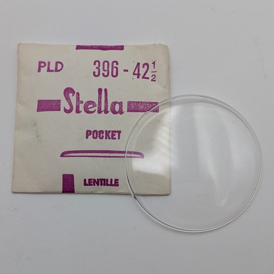 NOS Stella Pocket Watch Crystal 396 42 1/2 (39.6mm) Round Lens Made in Holland