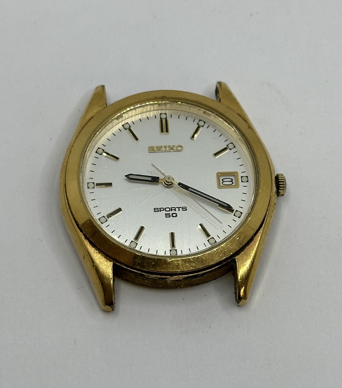 Vintage SEIKO 7N42-8079 Men’s Quartz Sports 50 Day/Date Watch Case, WORKING MOVT