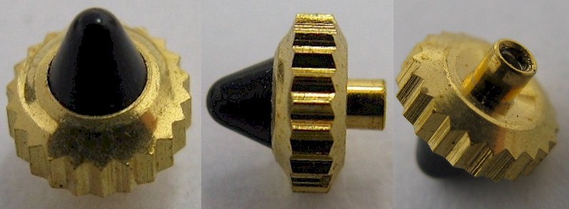 NEW old stock gold plated crown with black cabochon stone diameter 4.5 mm