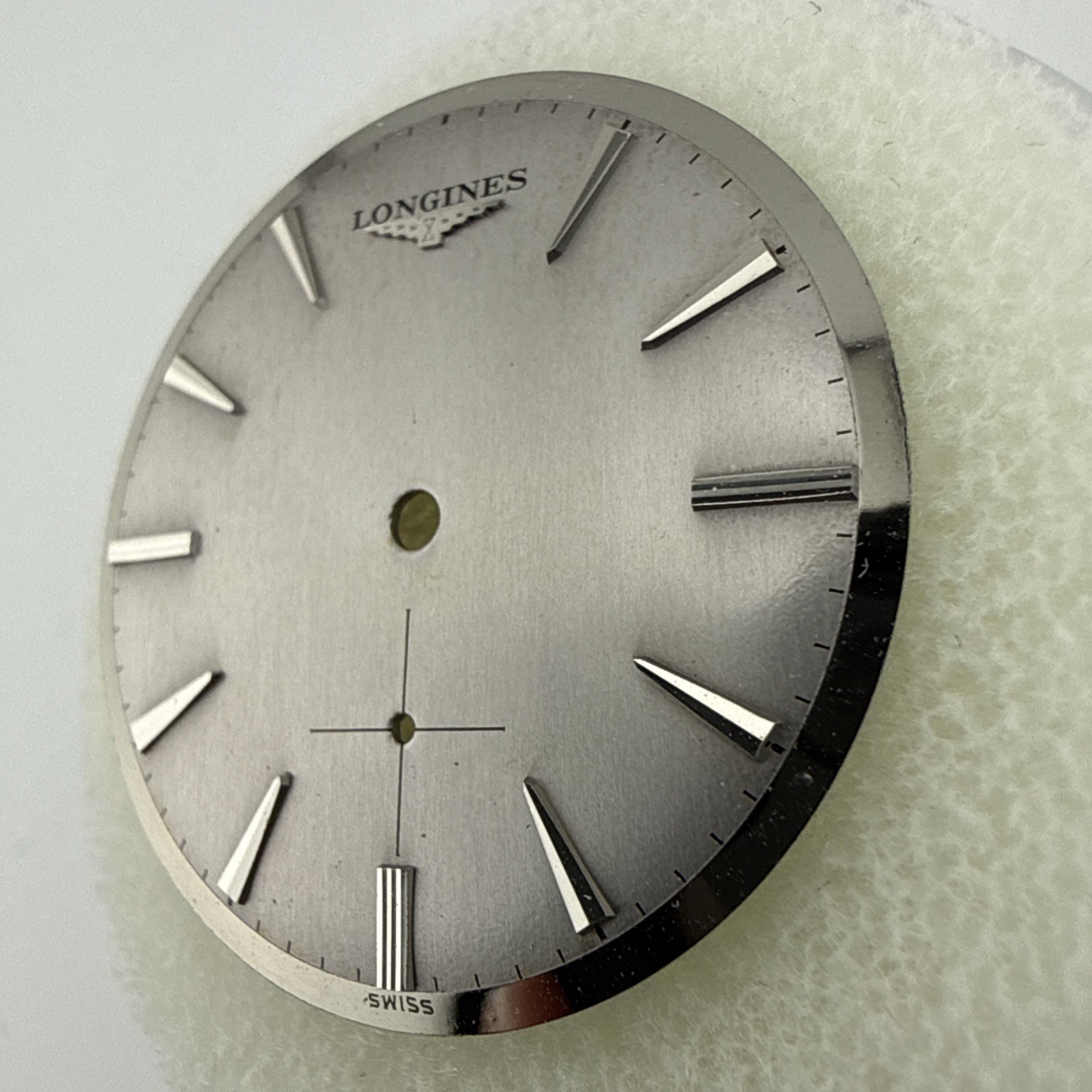 Longines Vintage NOS Watch Dial Silver W/ Mirror Edge Finish 29mm Sub Seconds